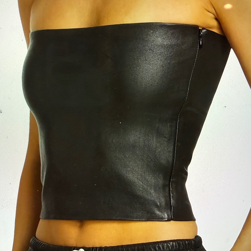 NEW Size XS SPWRMN Bandeau Leather TOP